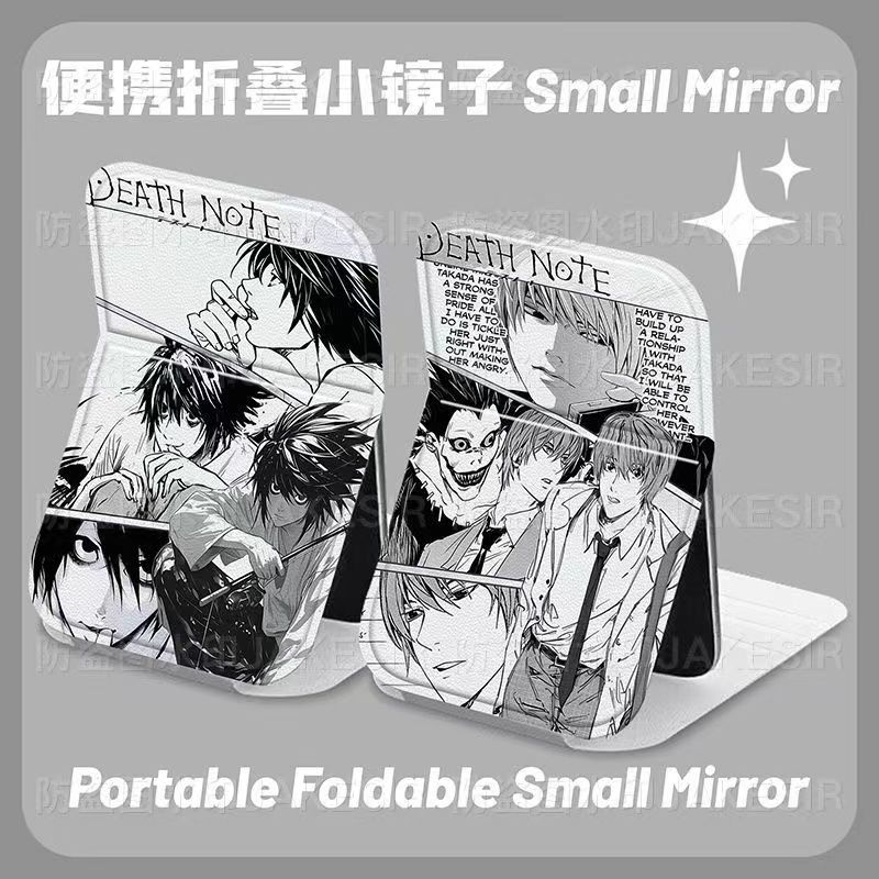 Desk Setup Lamp - デスノート ヤガミ・ライト 折りたたみ式メイクアップミラー ポータブル化粧鏡 デスクトップバニティミラー アニメ装飾