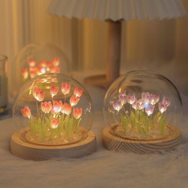 Desk Setup Lamp - 手作りのチューリップの夜の光,創造的なオフィスの雰囲気の装飾,DIYバッグ,バレンタインデーのギフト,中国語