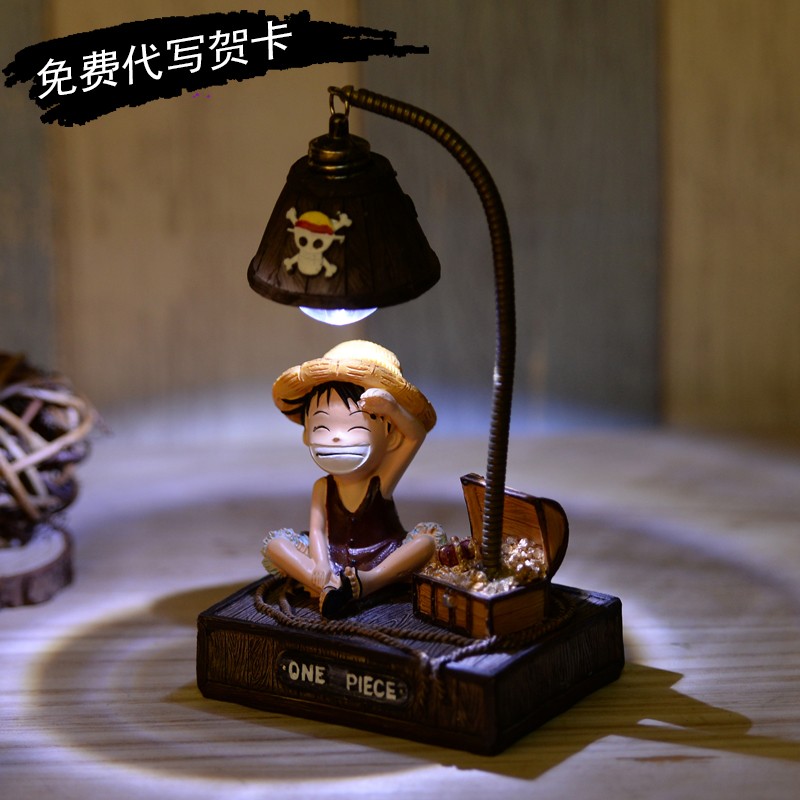 Desk Setup Lamp - ワンピースのアニメをモチーフにしたナイトライト。トニートニー・チョッパーのデスクトップオーナメント。樹脂製の装飾ランプで、寝室やオフィスに最適。誕生日プレゼントにも。