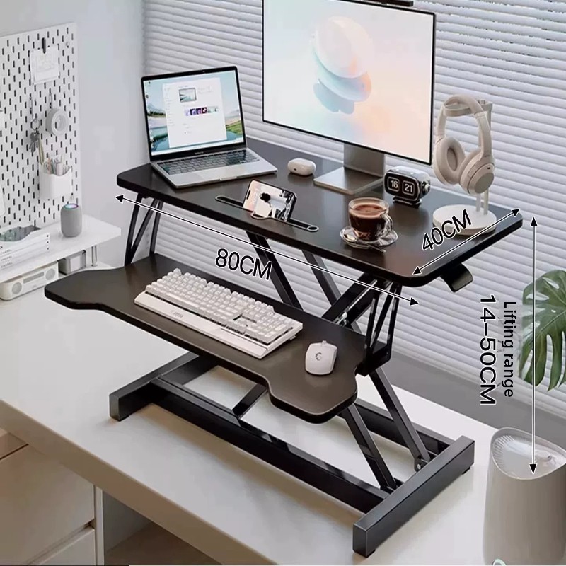 スタンディングデスクライザー高さ調節可能なデュアルサーフェス - Desk Setup Minimalist のレビューと価格